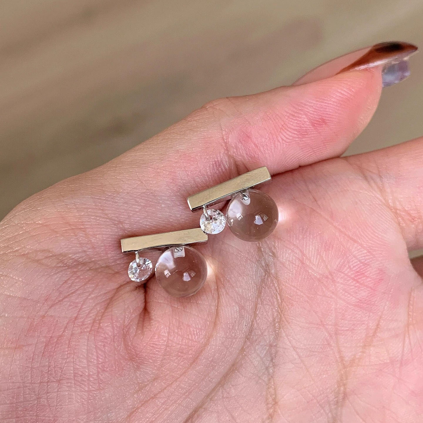 仿水晶耳钉2025新爆款高级感耳环