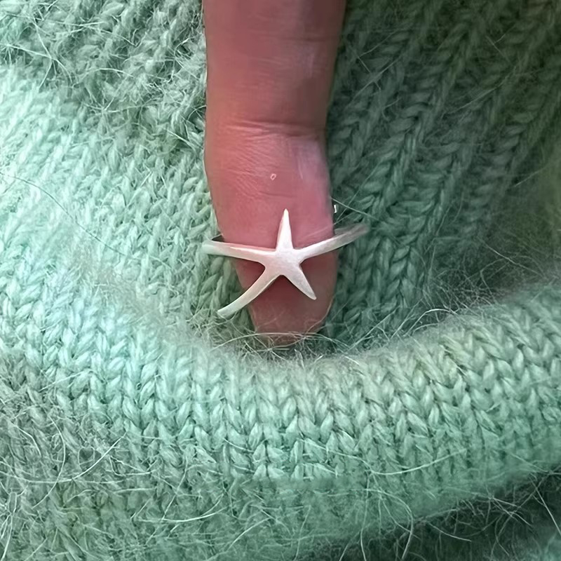 韩系简约哑光海星戒指女小众设计