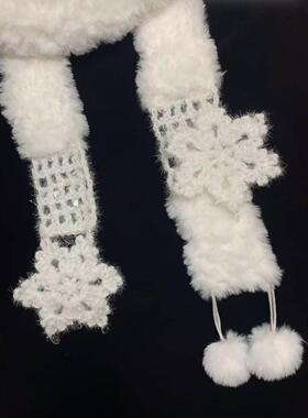 可爱毛绒雪花围巾女款冬保暖围脖