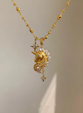 独角兽项链女款2025新款锁骨颈链