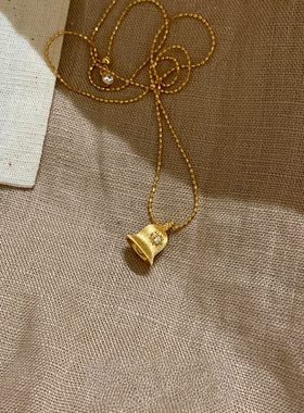 爆闪拉丝铃铛吊坠项链女轻奢小众