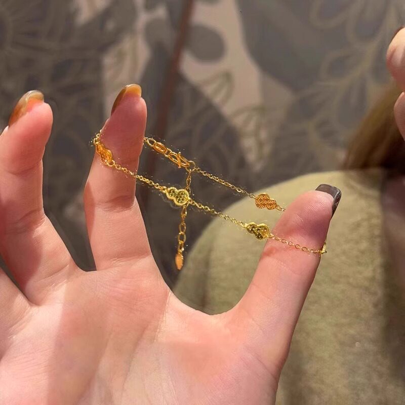 碎冰冰葫芦手链女款轻奢小众精致超闪细黄金色复古新中式手饰百搭