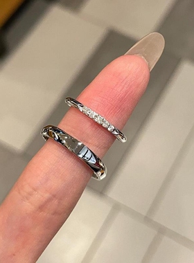 亮面素圈情侣戒指女小众设计精致