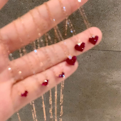 红色爱心吊坠项链女款2025新款