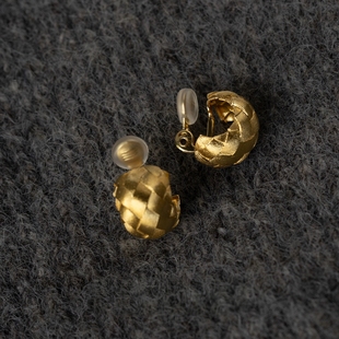 藤蔓交织！金色复古编织纹理耳夹女无耳洞耳环高级感轻奢秋冬耳饰