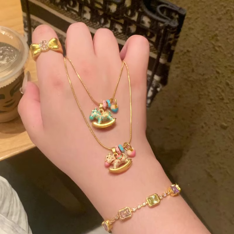 旋转木马跑环项链女多巴胺锁骨链