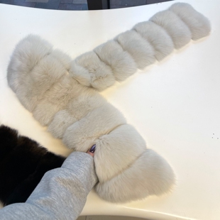 菜花同款~双面毛领仿狐狸毛围巾女2025新款百搭时尚冬季气质围脖