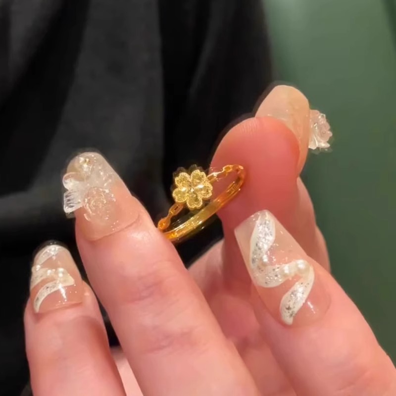 爆闪樱花碎冰冰戒指女小众设计感