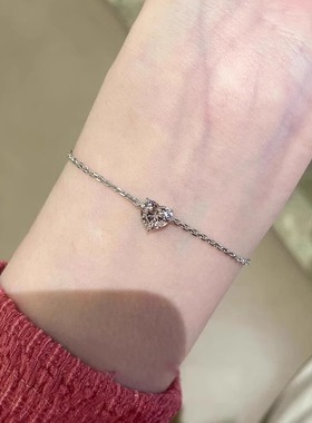 ins极细款超闪爱心手链女轻奢