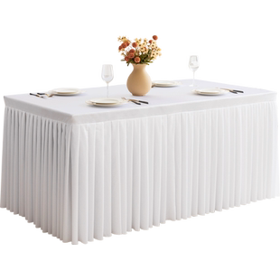 定制会议室桌布酒店长方形餐桌台布布艺商务展会签到长条桌裙套罩