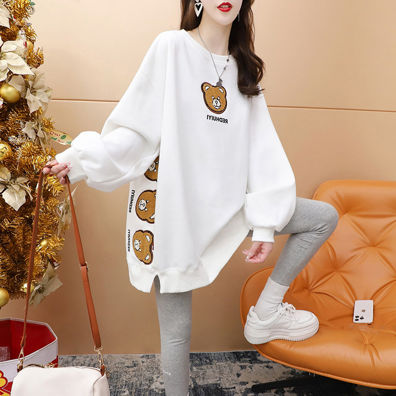 设计感开叉圆领女春秋薄款胖mm大码遮肚子200斤卡通刺绣,女装/女士精品,大码内搭,淘宝优惠券,粉丝福利购,淘宝优惠卷