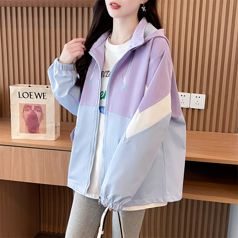 春秋款韩系慵懒风夹克外套女胖mm