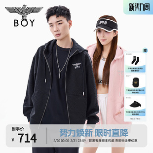 休闲卫衣开衫 满印连帽美式 BOYLONDON春季 外套N06903 草莓慕斯