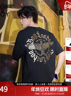 【璀璨烈阳】BOYLONDON夏季男女同款T恤烫金宽松潮牌短袖N01805