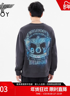 【浩瀚星辰】BOYLONDON春季情侣烫钻潮牌圆领套头长袖卫衣N03063