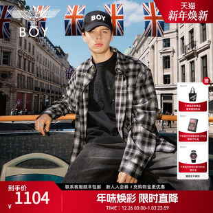 衬衫 BOYLONDON2025春季 长袖 格子烫钻潮牌休闲情侣款 N21038 新款