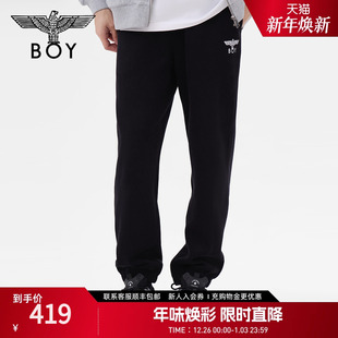 N15040 刺绣运动休闲百搭黑色束脚裤 BOYLONDON男女同款 长裤