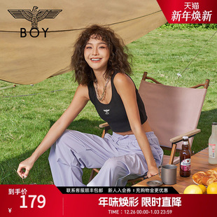 背心W02001 短款 BOYLONDON夏女士黑色针织背心修身 百搭时尚