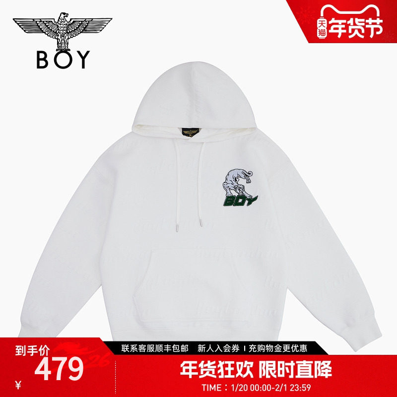 BOYLONDON春季男女同款连帽卫衣斜插袋提花高街朋克长袖N04016,男装,卫衣,淘宝优惠券,粉丝福利购,淘宝优惠卷