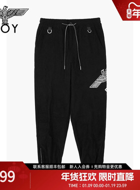 BOYLONDON春季男女同款潮牌梭织长裤logo刺绣灯芯绒休闲裤N34012