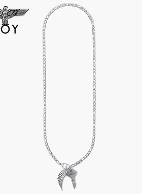 BOYLONDON男女同款项链老鹰翅膀钥匙设计感银色颈链N92016