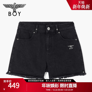 潮牌磨边牛仔短裤 BOYLONDON25新款 纯色修身 女款 W53003 夏季