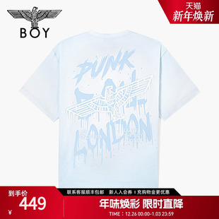 BOYLONDON夏男女同款 渐变涂鸦风logo印花朋克T恤N01056 短袖