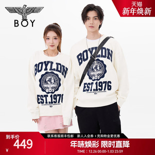 学院风休闲印花圆领套头卫衣长袖 美式 N03011 情侣款 BOYLONDON春季