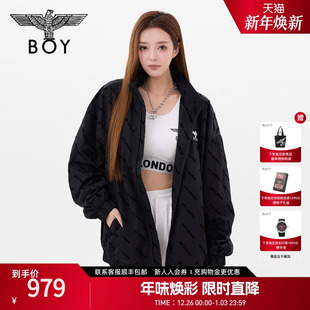 BOYLONDON春季 宽松休闲潮牌满印简约立领夹克外套N23035 男女同款