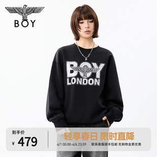 BOYLONDON春季 卫衣圆领套头高街时尚 印花长袖 上衣N03914 男女同款