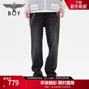 潮牌牛仔裤 BOYLONDON男女同款 直筒修身 显瘦时尚 N55007 长裤