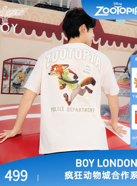 【迪士尼疯狂动物城合作】BOYLONDON春季短袖T恤尼克印花N01370