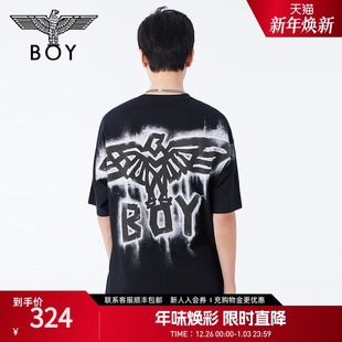 短袖 BOYLONDON春夏情侣款 磨砂印花圆领T恤N01004 后启示录