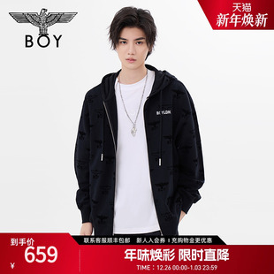 外套N06015 满印潮牌连帽拉链休闲卫衣开衫 BOYLONDON春季 男女同款
