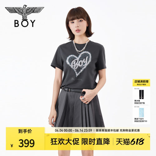 【心动冰茶】BOYLONDON简约爱心短袖2026年夏季新款女T恤W01032
