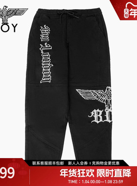 BOYLONDON春季男女同款宽松潮牌休闲长裤N34001