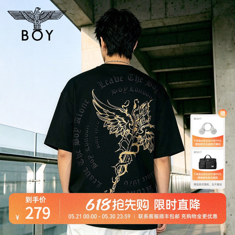 【权杖金影】BOYLONDON夏季男女烫金时尚高街潮牌短袖T恤N