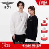棋盘格 BOYLONDON春季 情侣款 提花时尚 宽松圆领套头卫衣N03015