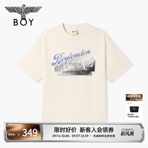 BOYLONDON纯棉时尚印花休闲潮牌圆领短袖夏季男女同款T恤N01349