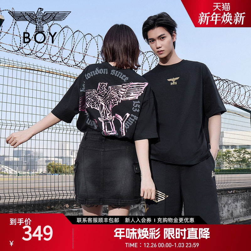 【黑粉风暴】BOYLONDON春夏情侣款印花潮牌针织短袖T恤N0