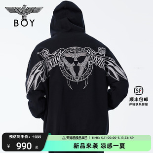 BOYLONDON春夏24新品 情侣刺绣连帽开衫 荷鲁斯之眼 卫衣N06006