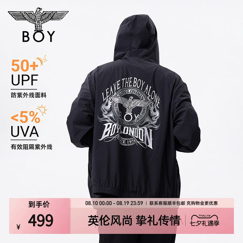 BOYLONDON夏季防晒衣防紫外线男女同款印花休闲潮牌外套N23003