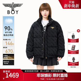 BOYLONDON宽松短款 羽绒服秋冬防寒立领外套90绒男女上衣N28906