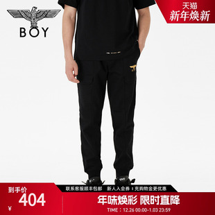 运动休闲长裤 BOYLONDON春季 老鹰针织黑色时尚 男女同款 N15008 卫裤