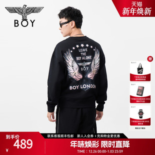 闪粉长袖 情侣款 BOYLONDON2025春季 圆领卫衣N03800 自由之翼