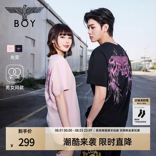 【光变幻彩】BOYLONDON夏季男女潮牌光变纯棉时尚短袖T恤N01925