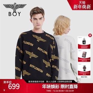 针织衫 银丝线满印提花套头毛衣女毛衫 N60901 情侣款 BOYLONDON春季