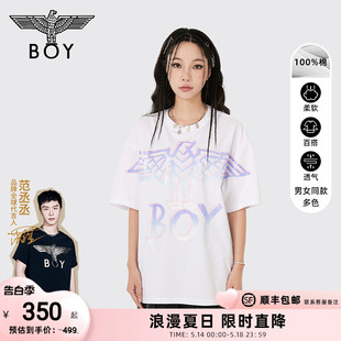 情侣夏季 BOYLONDON短袖 新款 告白气球 印花圆领黑色T恤N01006