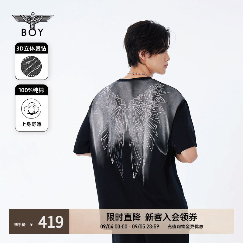 BOYLONDON夏季短袖潮牌翅膀T恤图片