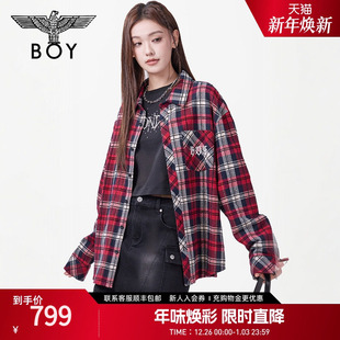 玫瑰花窗 刺绣格子衬衫 BOYLONDON25新款 情侣款 外套N21004 春季